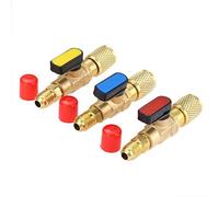 SURIEEN 3 Pcs Refrigerant Compact Ball Valve Adapter 1/4" SAE for R410A R134A R12 R22 AC HVAC & R12 R22 to R134A, Fits for R502 Charging Hoses AC Refrigerant