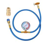 SURIEEN 59" R134A Refrigerant Charging Hose, AC Recharge Kit with Gauge, AC Charging Hose Kit, with Puncture Type Can Tap Valve, R134A Low Pressure Quick Adapter, and R12 to R134a Conversion Adapter
