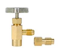 SURIEEN R134A Can Tap Valve Refrigerant Dispenser Tool with Tank Adapter, Brass Valve Bottle Opener for 1/4 and 1/2 inch AC Air Conditioner Manifold Freon Charging Hose