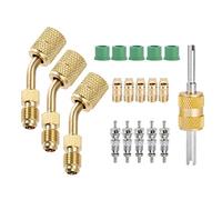 SURIEEN R410A Mini Split Adapter Kit - 5/16" SAE Female to 1/4" SAE Male with Valve Core Remover Tool, 5V1 Cores, R134a Gaskets and Thimbles for HVAC/Refrigeration