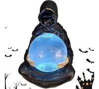 Suriels and Floating Bat Ball, The Death God's Ball, LED Light Grim Reaper Water Globe Halloween Decor, Snow Globe for Home Party (A)