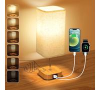 Suright 2025 Upgraded Bedside Lamps - [Stepless Dimmable] Touch Lamps Bedside with USB A+C Charging Ports, Brightness Memory, Small Table Lamps for Bedroom Living Room (LED Bulb Included)