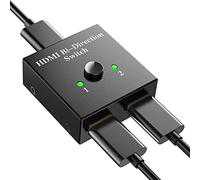 Suright HDMI Switch Aluminum Splitter Bi-directional 1 In 2 Out or Input Output,Manual Switcher 4K 3D 1080P HD, Plug & Play,Xbox, PS4, PS3, Roku, Blu-Ray player, DVD, HDTV, Black Switch, Small