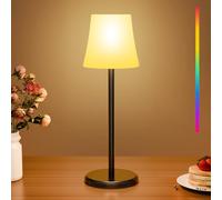 Suright Rechargeable Cordless Table Lamp, Dimmable Bedside Lamp 3 Colors+RGB, Touch Control Battery Operated Desk Lamp, IP54 Waterproof for Dining, Bedroom, Living Room, Camping