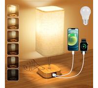 Suright Touch Control Bedside Lamps, Stepless Dimmable Table Lamp with USB A+C Charging Ports, Touch Lamps Bedside with Brightness Memory Function for Bedroom Living Room (LED Bulb Included)