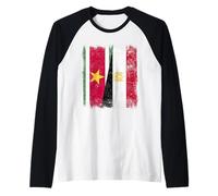 Suriname Egypt Half Flag Surinamese Egyptian Heritage Raglan Baseball Tee