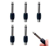 SuriNexCentrics 6.35mm to RCA Audio Adapter, Gold-Plated Mono Plug, 5-Pack