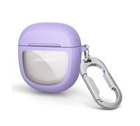 SURITCH Clear Case for Bose QuietComfort Earbuds II 2022/QuietComfort Ultra 2023/Ultra Earbuds 2nd Gen 2025,Shockproof TPU Protective Case with Carabiner & Key Ring & Transparent Logo Window(Purple)