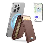 SURITCH Phone Tripod Wallet with Find My Functionality, Magnetic & NFC Supported Card Holder with RFID Blocking,Wallet with Adjustable Stand Selfie Stick for iPhone 17/16/15/14/13/12 Series,Brown