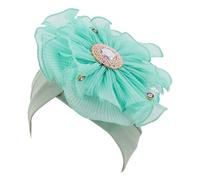 Surkat Shiny Flower Turban Shimmer Chemo Cap Hairwrap Headwear Beanie Hair Scarf, Green Diamond, One Size