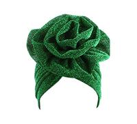 Surkat Shiny Flower Turban Shimmer Chemo Cap Hairwrap Headwear Beanie Hair Scarf, Green, One Size