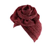 Surkat Shiny Flower Turban Shimmer Chemo Cap Hairwrap Headwear Beanie Hair Scarf, Wine Red, One Size