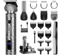 Surker Beard Trimmer for Men, 7 in 1 Professional Grooming Kit ，T-Blade Trimmer, Electric Shaver, Nose & Body Trimmer, Hair Clipper, Cordless, USB Rechargeable with LED Display