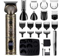 Surker Professional Beard Trimmer Kit - Zero Gapped T-Blade Electric Shaver, Nose & Body Trimmer - Cordless Grooming Kit 7 in 1