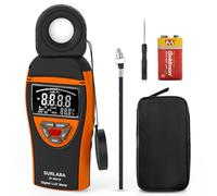 SURLABA Digital Light Meter 0.1-400,000 Lux - Professional Lux/FC Tester with Temperature Sensor, MAX/MIN Hold & 90° Rotatable Sensor for Photography, Plants, and Indoor Lighting (Orange)