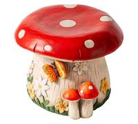 Surlama 14''W Mushroom House Statue Outdoor Statues Garden Resin Stool Over-Sized Sculpture Forest Pedestal Spring Decor for Home Courtyard Lawn Patio Summer Ornament Indoor Stool