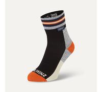 SEALSKINZ Surlingham Waterproof All Weather Ankle Length Striped Cuff Sock, Black, M