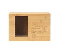 Surluoen 1 Piece Pet Urn, Pet Memory Urn for Ashes, Wood Color Wooden Pet Cremation Urn with Picture Frame Urn Cremation Box
