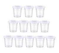 Surluoen 12 Pack No Spill White Lid Paint Cups Spill Proof Paint Cups Reusable Paint Cups with Lids for Kids, School, Classroom