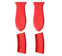 Surluoen 4 Pack Silicone Hot Handle Holders Cover Cast Iron Skillet Handle Cover Pot Handle Holder Sleeve Heat -Red