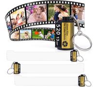 Surluoen 4PCS Photo Sublimation Memory Camera Roll Keychain Jar Holds 20 Photos, Sublimation Accessories PET