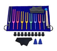 Surluoen Colorful Aluminum Alloy Tuning Forks, Tuning Forks for Therapy, Voice Therapy with Cleaning Cloth Base