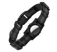 Surluoen Dog Collar, Reflective Air Tag Dog Collar for Airtags - Adjustable Heavy Duty Dog Collar Black
