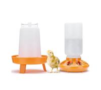 Surluoen Top Filling Chick Feeder and Waterer Kit, Chick Feeder and Waterer with 3 Heights Adjustable Legs for Chicks Orange