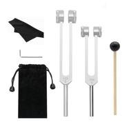 Surluoen Tuning Fork Set 128 Hz 256 Hz Aluminium Alloy Healing Tuning Fork with Silicone Hammer