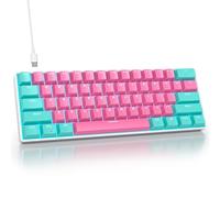 surmen 60% Percent Gaming Keyboard Mechanical with Linear Red Switch, 61-Keys Pink Mini Gaming Keyboard LED Light Backlit PBT Keycaps for Laptop, Desktop, PC Gamers (61Miami)