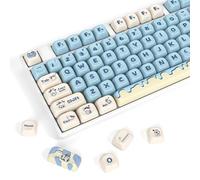 surmen Cute Round MOA Profile Keycaps, 141-Keys Thicked PBT 75% Keycaps Dye-Sublimation for Cherry MX Switches Mechanical Keyboard (Milk Cow)