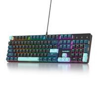 surmen Full Size Creamy Keyboard with Number Pad, 104 Keys RGB Wired Mechanical Gaming Keyboard Backlit with PBT Keycaps Linear Red Switch for Laptop Desktop PC Gamers（104 Monster B）