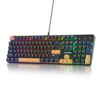 Surmen - Full-size creamy keyboard with number pad, RGB wired mechanical gaming keyboard backlit with PBT keys, linear red switch for laptop,