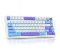 surmen M75 75% Wireless Creamy Keyboard with Gasket, Pre-lubed Triple Mode Bluetooth Mechanical Gaming Keyboard BT5.0/2.4Ghz/USB with Sound Absorbing Pads Hot-Swap(Starlight White)