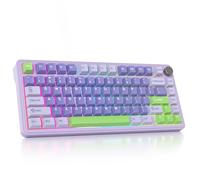 surmen M75 75% Wireless Creamy Keyboard with Gasket, Pre-lubed Triple Mode Bluetooth Mechanical Gaming Keyboard BT5.0/2.4Ghz/USB with Sound Absorbing Pads Hot-Swap(Lavender)