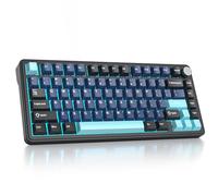 surmen M75 75% Wireless Creamy Keyboard with Gasket, Pre-lubed Triple Mode Bluetooth Mechanical Gaming Keyboard BT5.0/2.4Ghz/USB with Sound Absorbing Pads Hot-Swap(Deep Sea)