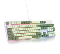 surmen Sage Green Mechanical Gaming Keyboard- 104 Key Full Size Wired Keyboard with Number Pad, Thocky & Creamy Sound, RGB Backlit Anti-Ghosting - Quiet Red Switch for PC Gamers & Typists (104 Green)