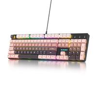 surmen Wired Mechanical Keyboard Full-Size,104-Key RGB Thocky Keyboard with Number Pad USB Retro Brown PBT Keycaps for Win Gaming/Office (104 Heimei)