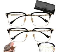 Surmoby Vision Pro Glasses, Intelligent Zoom Anti Blue Light Presbyopia Glasses for Men Women Seniors, Autozoom Reading Glasses (2 Set,3.5X)