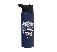 Surname Jenkins US Flag Jenkins Last Name Jenkins Stainless Steel Insulated Water Bottle