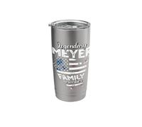 Surname Meyer US Flag Meyer Last Name Meyer Stainless Steel Insulated Tumbler