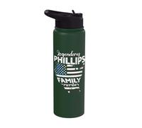 Surname Phillips US Flag Phillips Last Name Phillips Stainless Steel Insulated Water Bottle