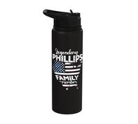 Surname Phillips US Flag Phillips Last Name Phillips Stainless Steel Insulated Water Bottle