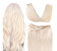 SURNEL 50 cm, 100 g Wefts, Real Hair Extensions, Blonde Real Hair Wefts for Sewing, Platinum Blonde, Remy Weft Extensions, Human Hair Braids (Wefts #60-20 Inches)