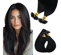 SURNEL Bonding Extensions Real Hair Keratin Bondings 50 cm / 20 Inches Jet Black U-Tip Extensions Real Hair Balayage Invisible Human Hair 1 g/Strand 50 g Remy Brazilian Hair Straight (U#1-20 Inches)