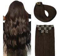 SURNEL Hair Extensions Clip in Real Human Hair 14inch 55cm #2 Dark Brown Thick Soft 6 Pcs Straight Human Hair Clip in Extensions Full Head Double Weft 100 Grams (C#2, 14'')