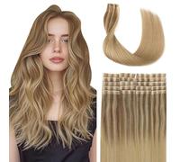 SURNEL Injected Tape in Hair Extensions 14 Inch Fading to Caramel Blonde With Color Highlighted Natural Real Hair Extension Upgraded Seamless Remy Invisible Skin Weft Straight 20 Pcs 30g(#102727-14)