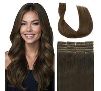 SURNEL Injected Tape in Hair Extensions 16 Inch Medium Brown Natural Real Hair Extension Upgraded Seamless Remy Invisible Skin Weft Straight 20 Pcs 35g(#4-16)