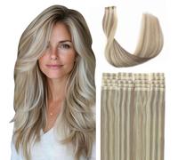 SURNEL Injected Tape in Hair Extensions 18 Inch Colour 18 Caramel blond 613 Bleach Blond Natural Real Hair Extension Upgraded Seamless Remy Invisible Skin Weft Straight 20 Pcs40g(#18P613-18)