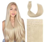 SURNEL Injected Tape in Hair Extensions 18 Inch Platinum Blonde Natural Real Hair Extension Upgraded Seamless Remy Invisible Skin Weft Straight 20 Pcs 40g(#60-18)
